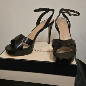 BCBGeneration NIADA Black Lizard Platform Heels